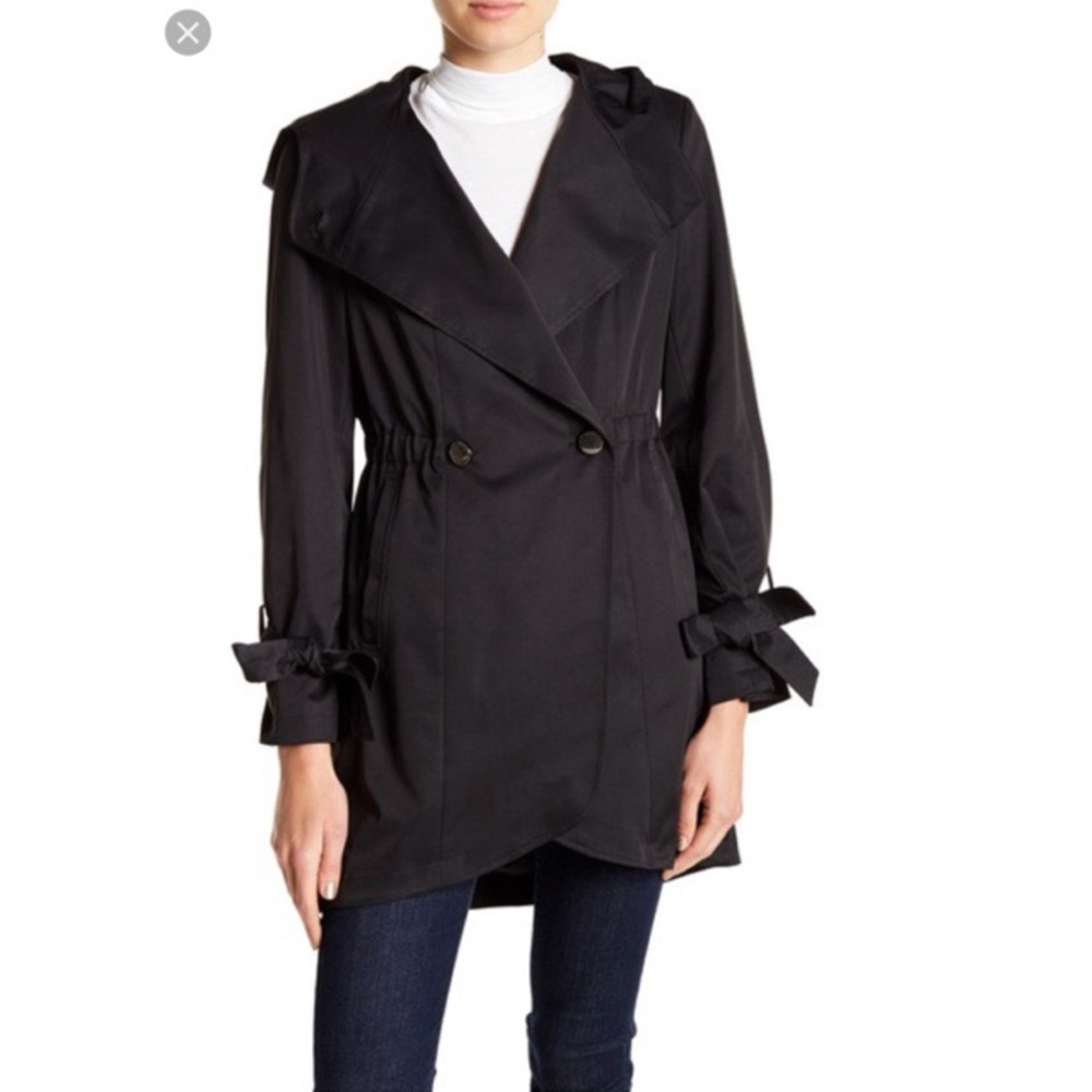 French Connection Hooded Tulip-Hem Trench Coat